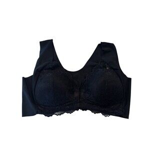 Women Size XL  Lace Underwear Front Closure Bralette Bra Black